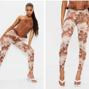 Pretty Little Thing Stone Smoke Print Mesh Seam Detail